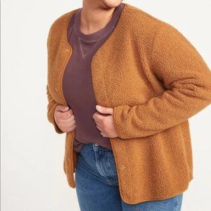 Old Navy collarless sherpa fleece jacket